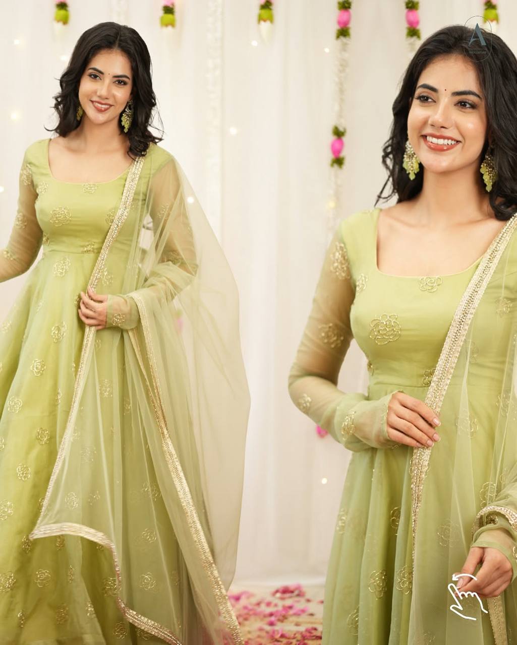 The Ethereal Sage Gilded A-Line Couture